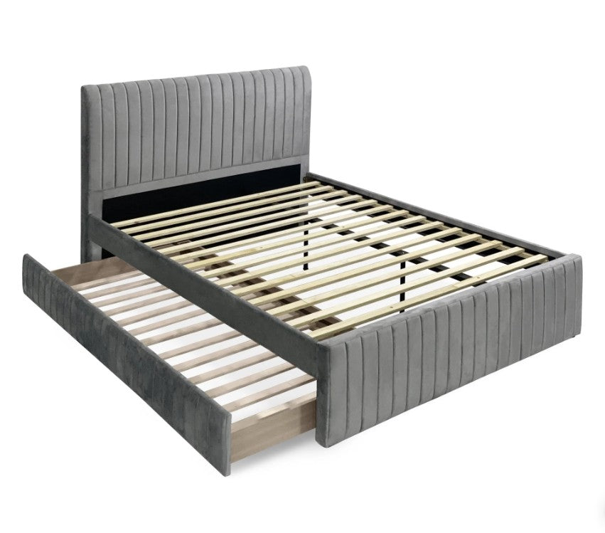 Monaco Queen Bed Frame with Single Trundle – Grey