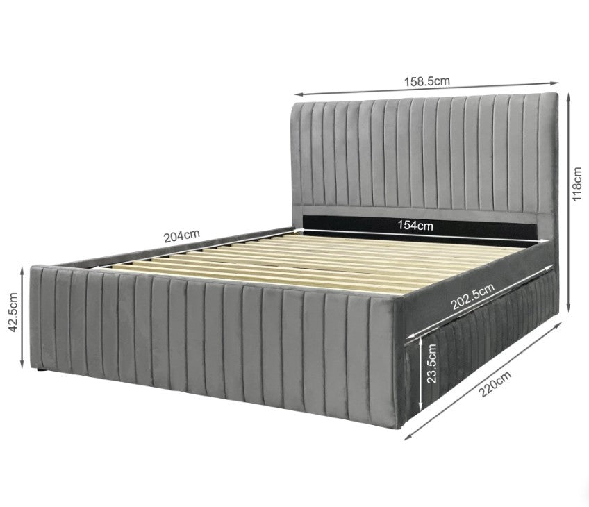 Monaco Queen Bed Frame with Single Trundle – Grey