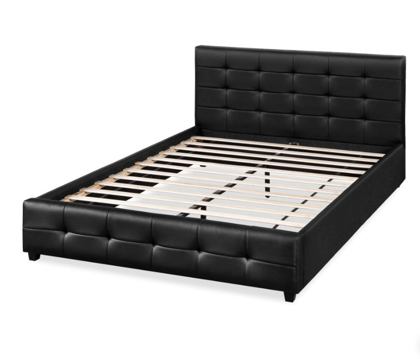 Oslo PU Leather Queen Bed Frame – Black