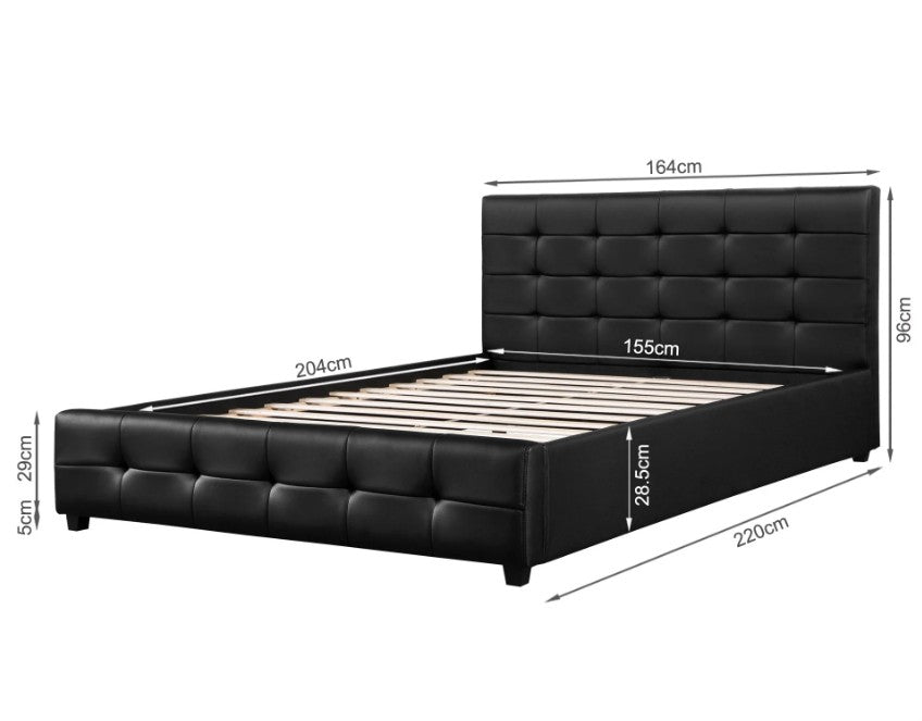 Oslo PU Leather Queen Bed Frame – Black