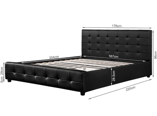 Oslo PU Leather Queen Bed Frame – Black