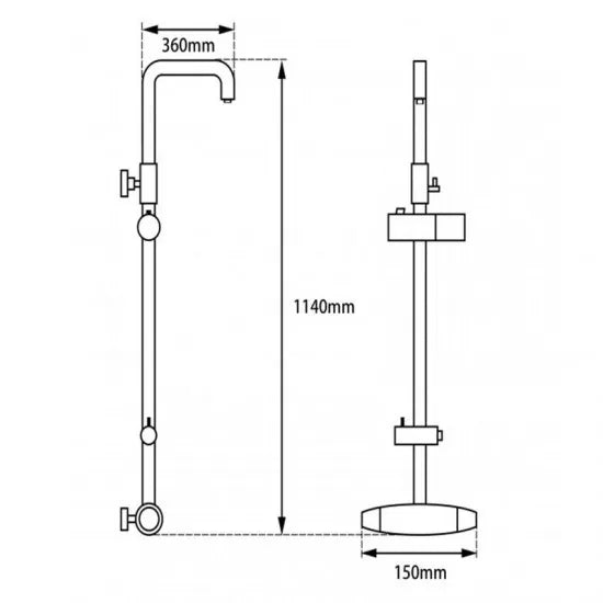 Round Twin Shower Set With ABS Top Shower Head and Sliding Rail Diverter Mixer Tap Bottom Water Inlet