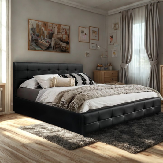 Oslo PU Leather Queen Bed Frame – Black