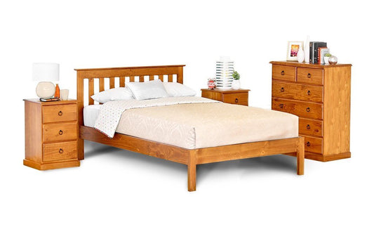 Nature Pine Wood 4 Pcs Bedroom Suite - Queen