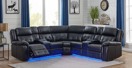 Leather LED Corner Lounge Suite