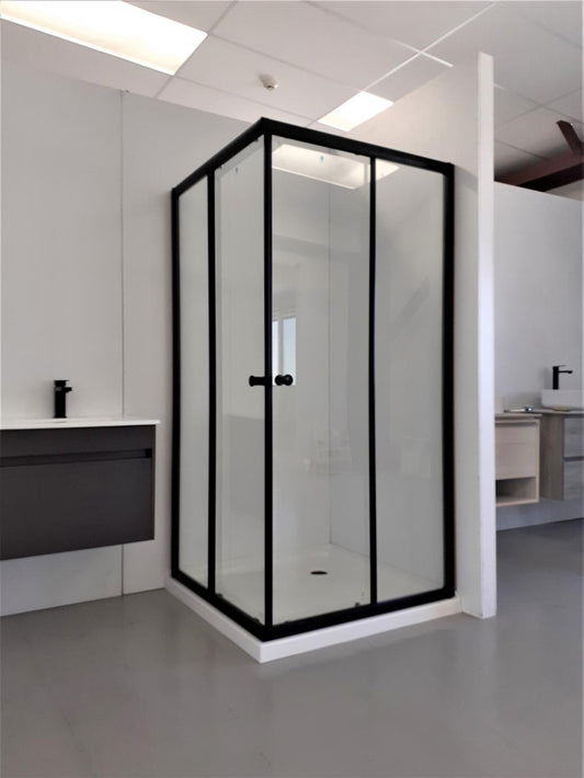 900mm Square 2 Sides Sliding Door Shower Box Black