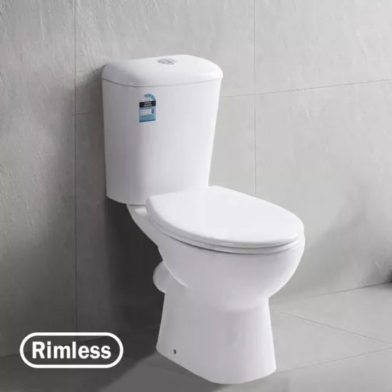 Watermark Bathroom Rimless Close Coupled White Ceramic Toilet Suite with P Trap