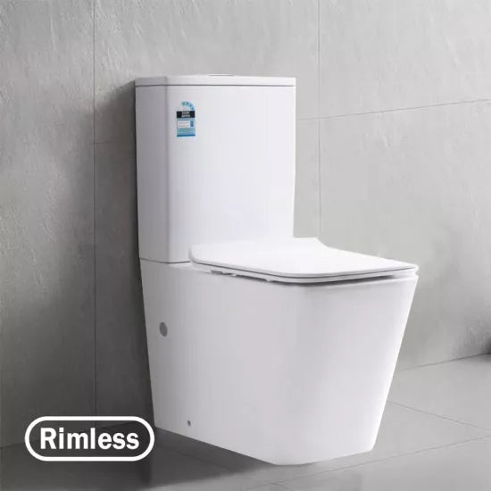 Rimless Two-piece White Color Toilets with Soft Closed Toilets Seat Cover with P/S Trap
