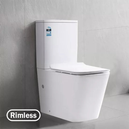 Rimless Two-piece White Color Toilets with Soft Closed Toilets Seat Cover with P/S Trap