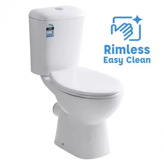 Watermark Bathroom Rimless Close Coupled White Ceramic Toilet Suite with P Trap