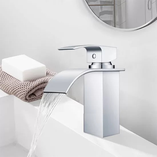 Omar Chrome Waterfall Bathroom Basin Mixer Taps