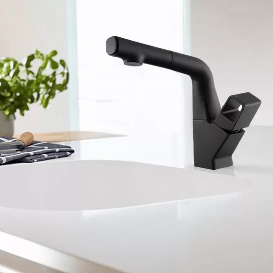 Matte Black 360° Swivel Pull-out Spout Basin Mixer Tap