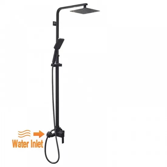 Black Twin Shower Set Bottom Water Inlet 3 Functions Handheld