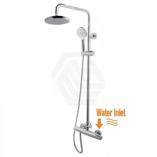 Round Twin Shower Set With ABS Top Shower Head and Sliding Rail Diverter Mixer Tap Bottom Water Inlet
