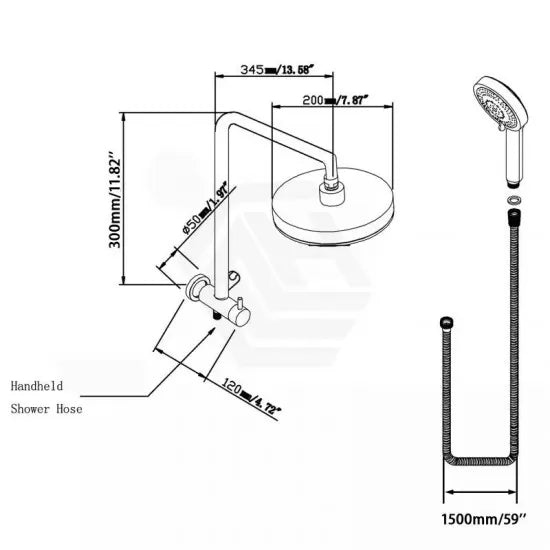 Round Twin Shower Set with ABS Top Shower Head Top Water Inlet