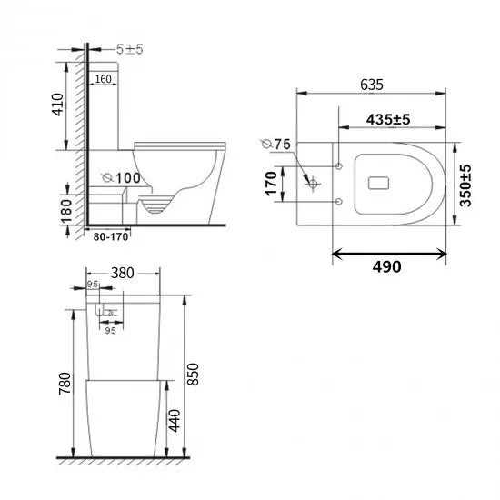 Bathroom Rimless Back To Wall White Ceramic Toilet Suite